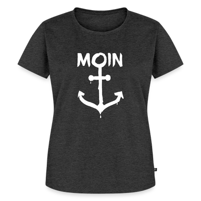 Damen Premium Bio T-Shirt - Moin Anker (weiss) - Anthrazit meliert