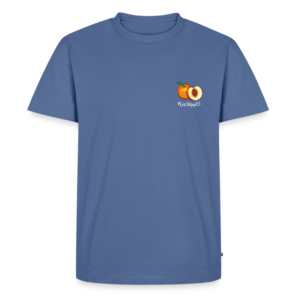 Herren Premium Bio T-Shirt - Plüschappel (weiss) - Taubenblau