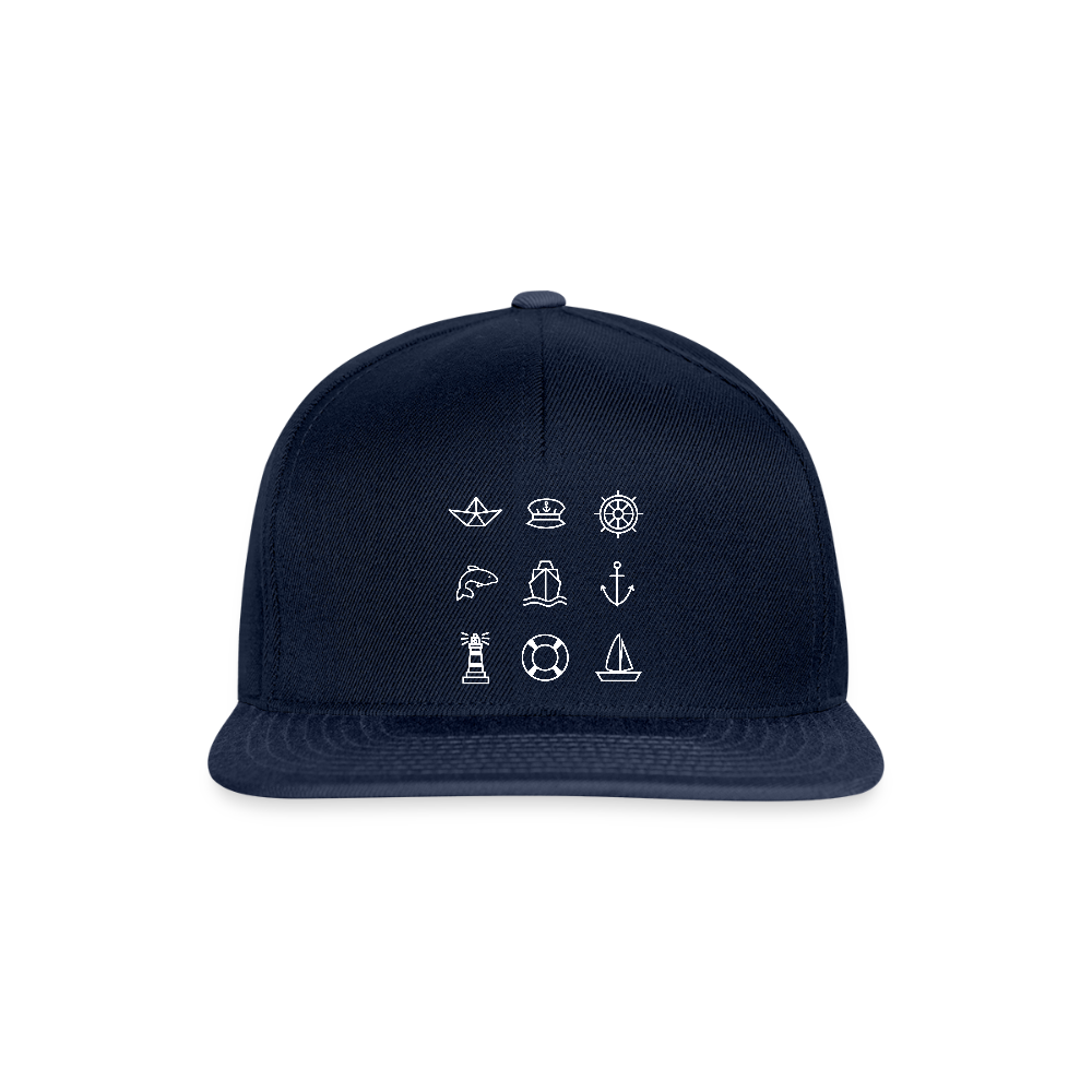 Snapback Cap - Nautik Doodles (weiss) - Navy/Navy