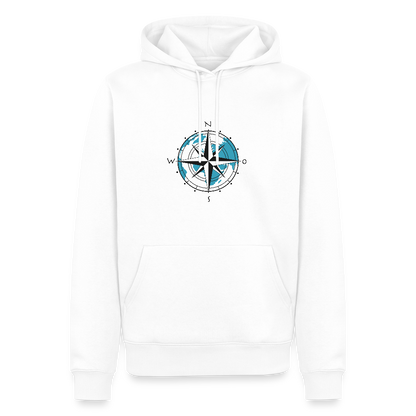Herren Premium Hoodie - Kompass - Weiß