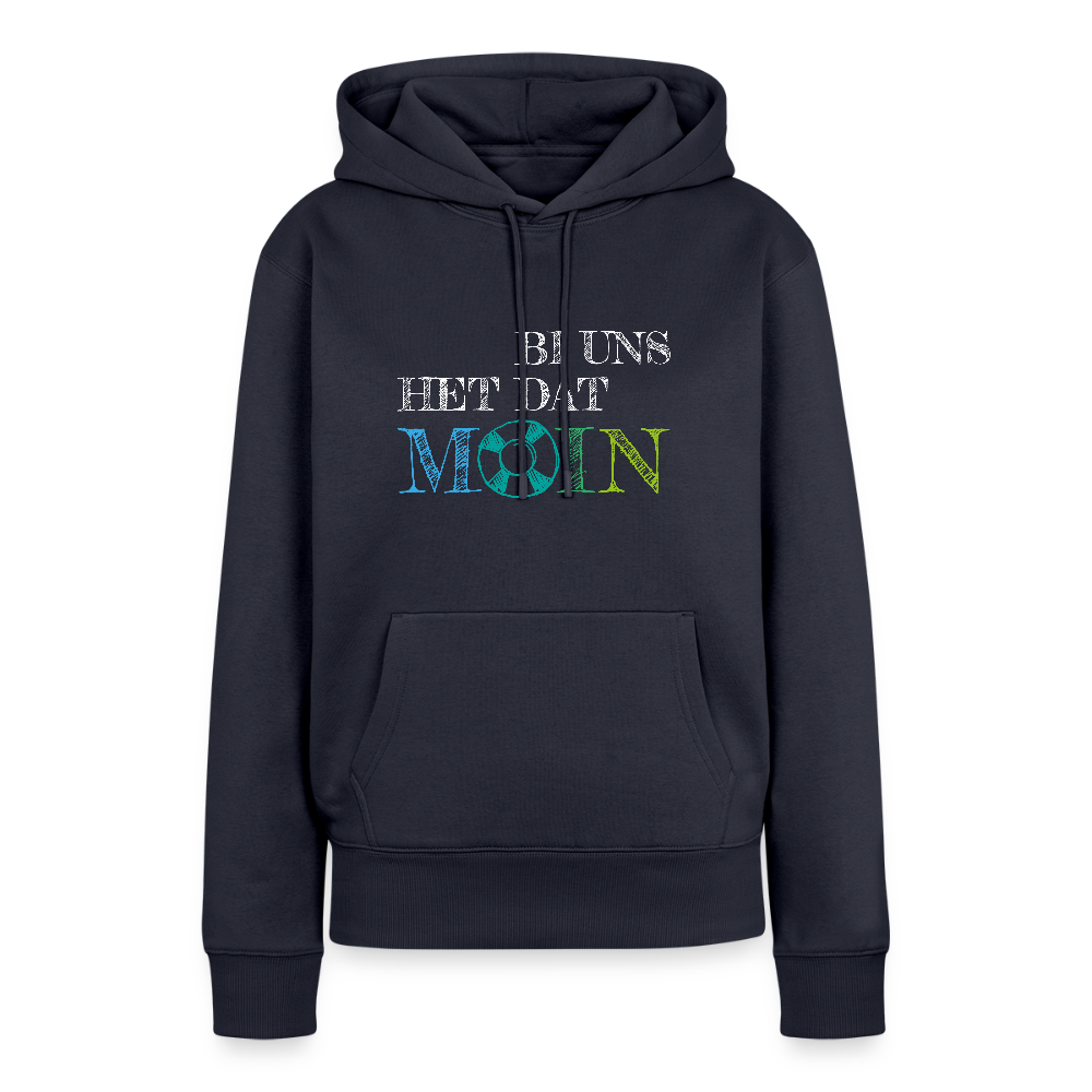 Damen Premium Hoodie - Bi uns het dat Moin (weiss) - Navy