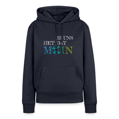 Damen Premium Hoodie - Bi uns het dat Moin (weiss) - Navy