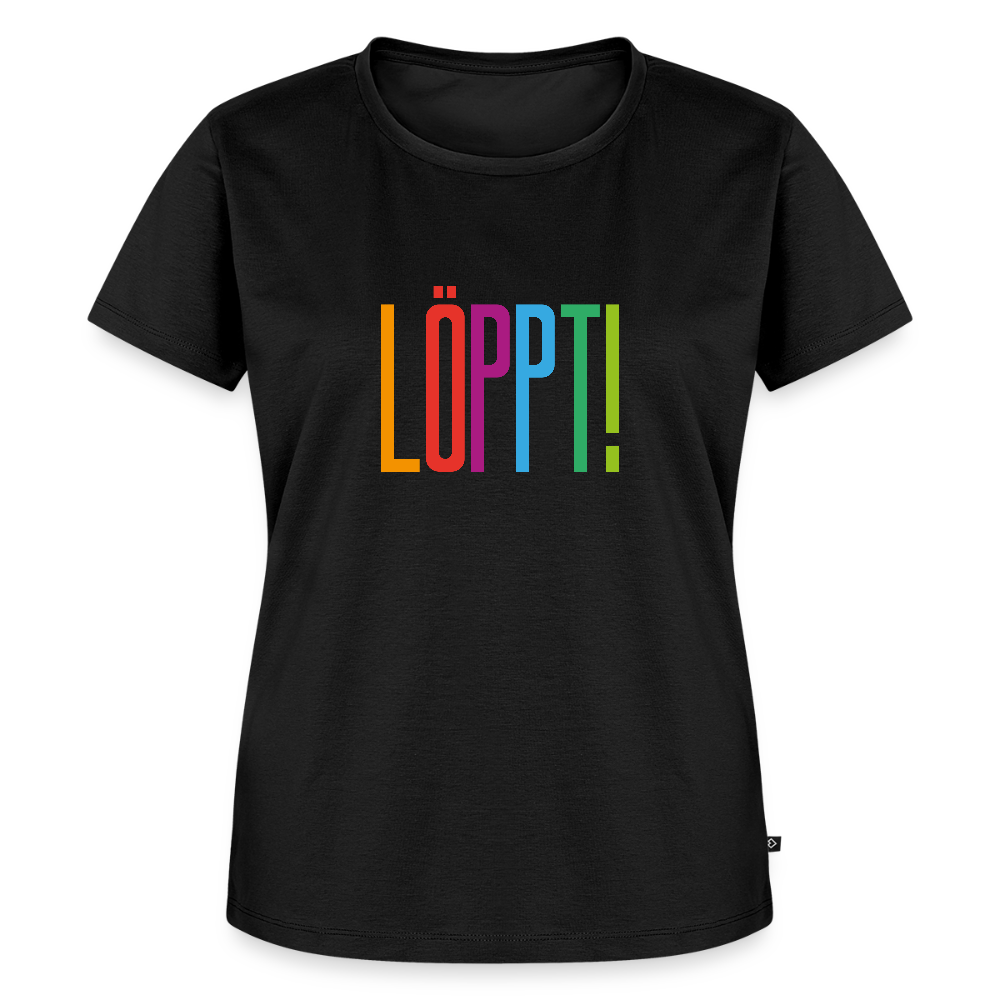Damen Premium Bio T-Shirt - Löppt! - Schwarz