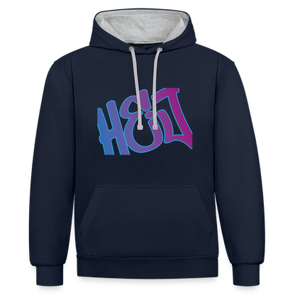 Unisex Kontrast-Hoodie - Hej - Navy/Grau meliert