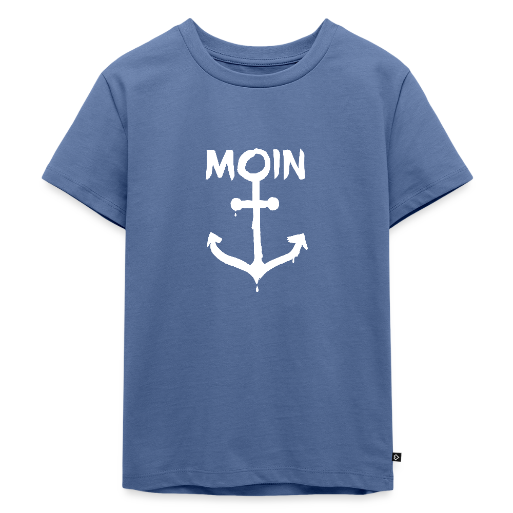 Kinder Premium T-Shirt - Moin Anker (weiss) - Taubenblau