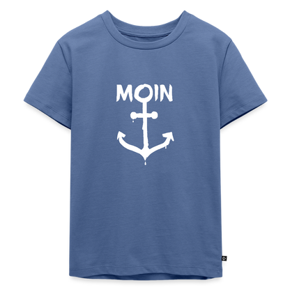 Kinder Premium T-Shirt - Moin Anker (weiss) - Taubenblau