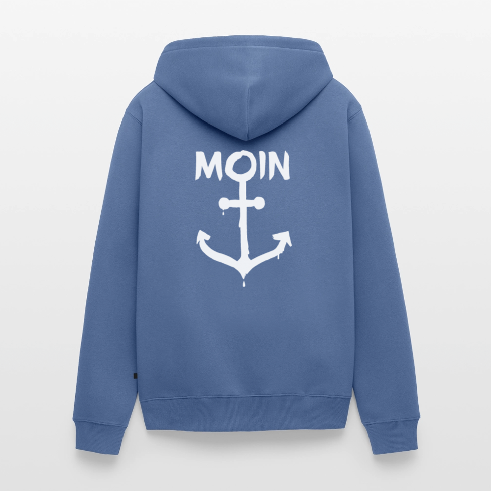 Herren Premium Kapuzenjacke - Moin Anker (weiss) - Taubenblau