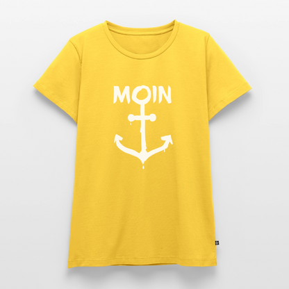 Damen Premium Bio T-Shirt - Moin Anker (weiss) - Gelb