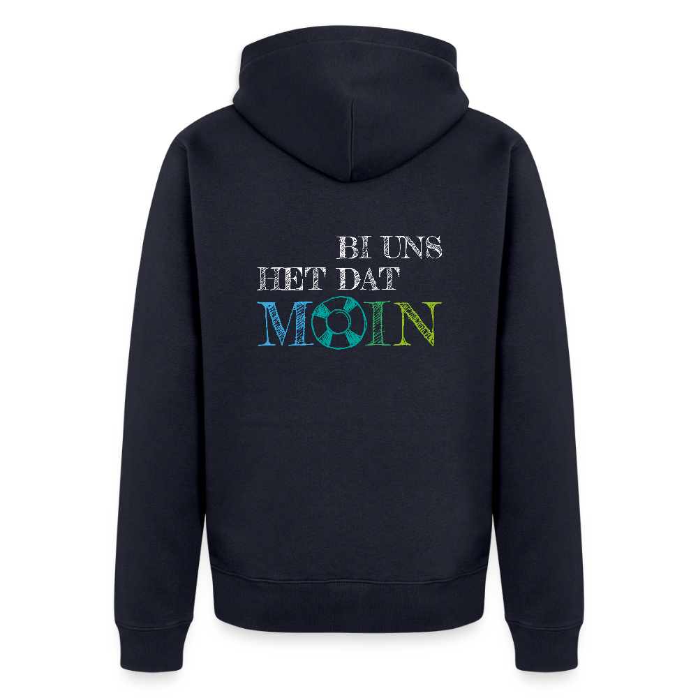 Herren Premium Kapuzenjacke - Bi uns het dat Moin (weiss) - Navy