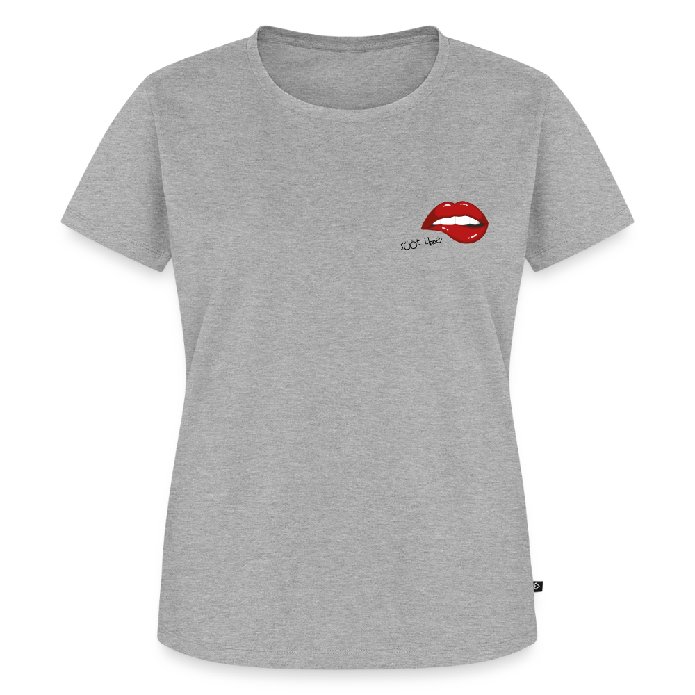 Damen Premium Bio T-Shirt - sööt Lippen - Grau meliert