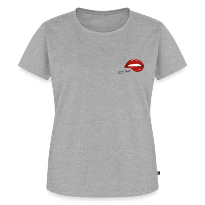 Damen Premium Bio T-Shirt - sööt Lippen - Grau meliert