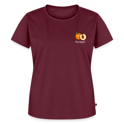 Damen Premium Bio T-Shirt - Plüschappel (weiß) - Burgunderrot