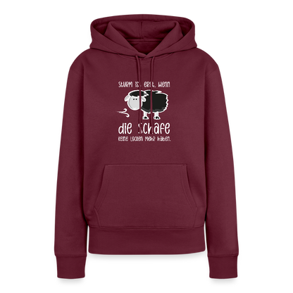 Damen Premium Hoodie - Schaf (weiss) - Burgunderrot