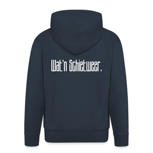 Herren Premium Kapuzenjacke - wat'n Schietweer (weiss) - Navy