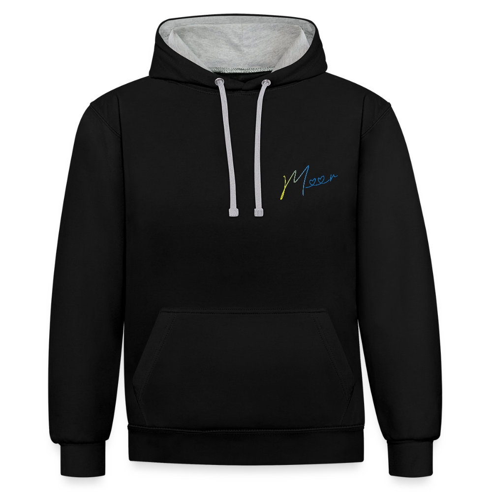 Unisex Kontrast-Hoodie - Meer - Schwarz/Grau meliert