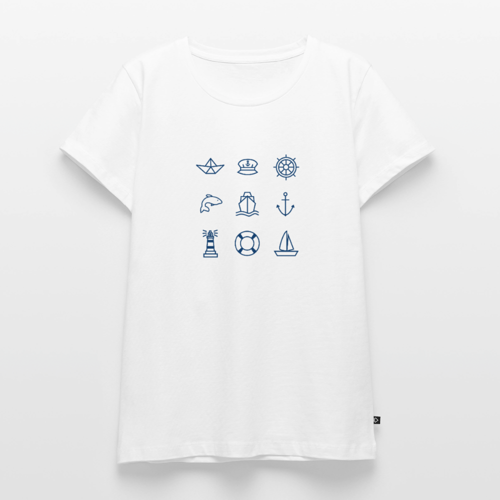 Damen Premium Bio T-Shirt - Nautik Doodles - Weiß