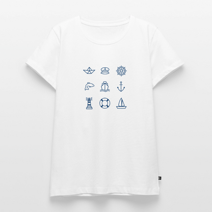 Damen Premium Bio T-Shirt - Nautik Doodles - Weiß