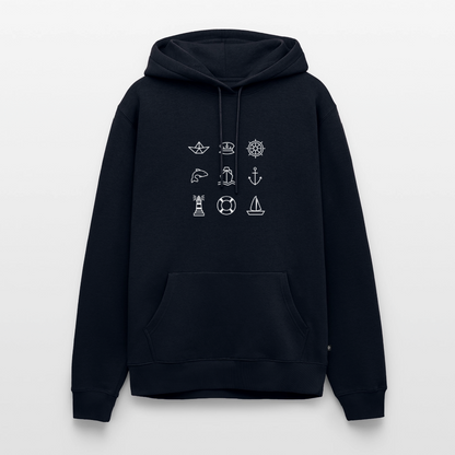 Herren Premium Hoodie - Nautik Doodles (weiss) - Navy