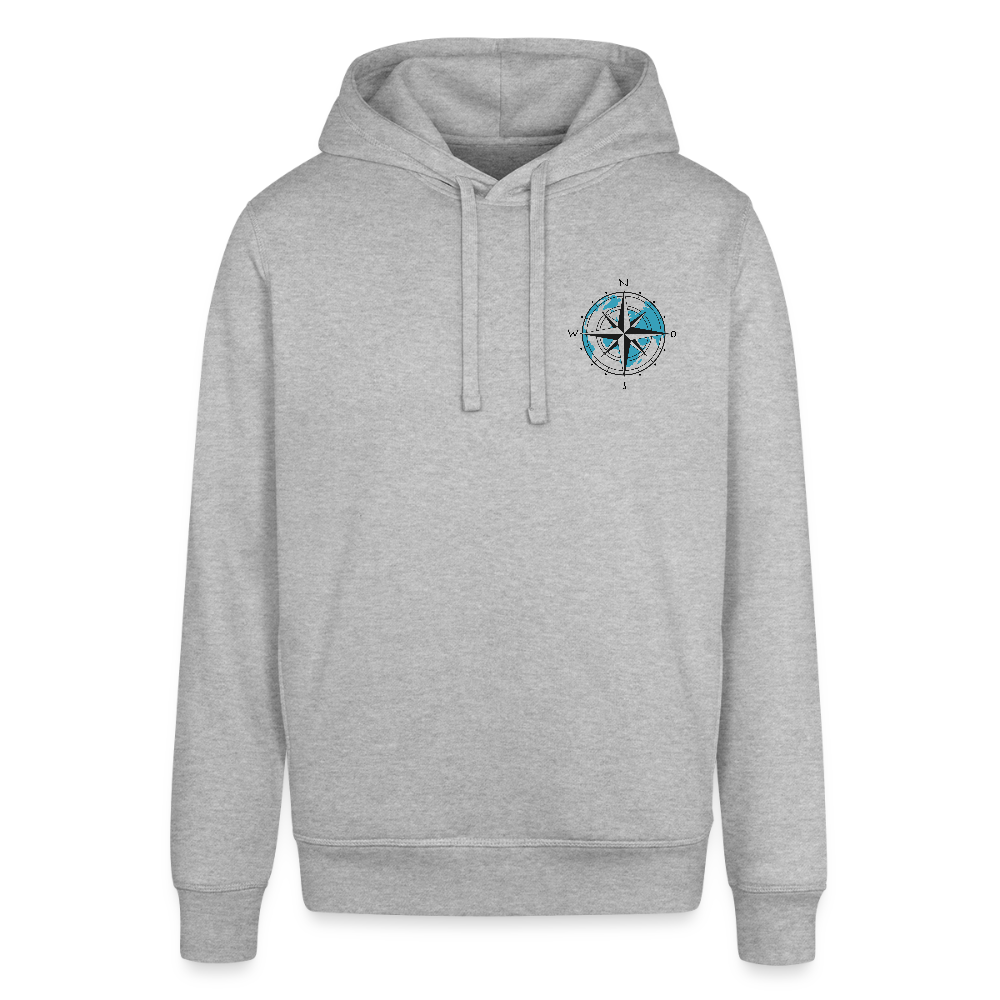 Unisex Bio-Hoodie - Kompass - Grau meliert