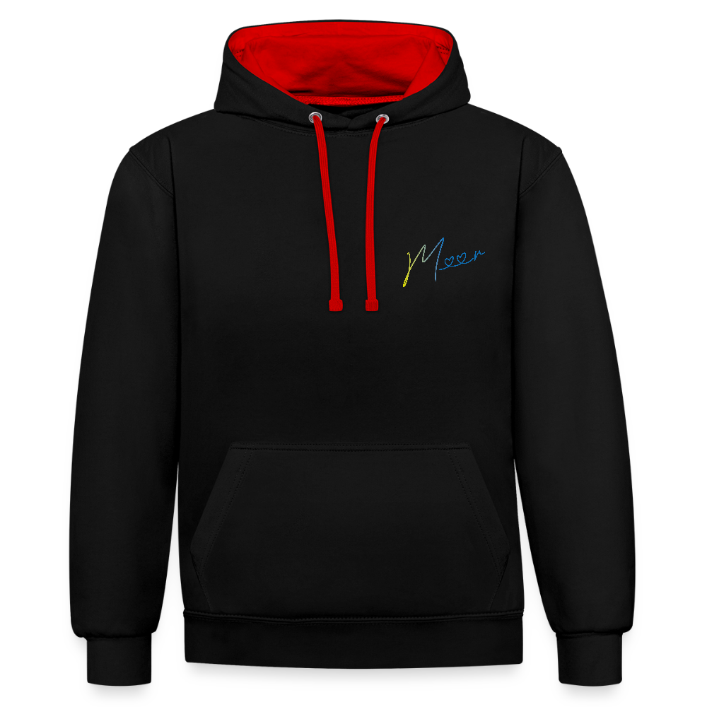 Unisex Kontrast-Hoodie - Meer - Schwarz/Rot