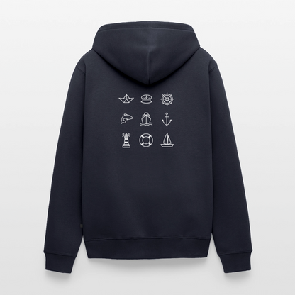 Herren Premium Kapuzenjacke - Nautik Doodles (weiss) - Navy
