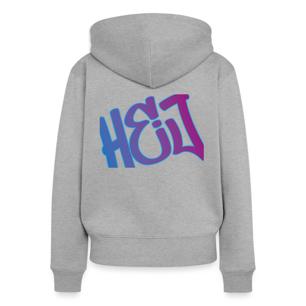 Damen Premium Kapuzenjacke - Hej - Grau meliert