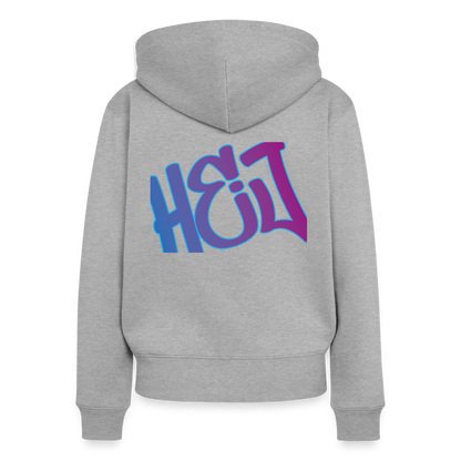 Damen Premium Kapuzenjacke - Hej - Grau meliert