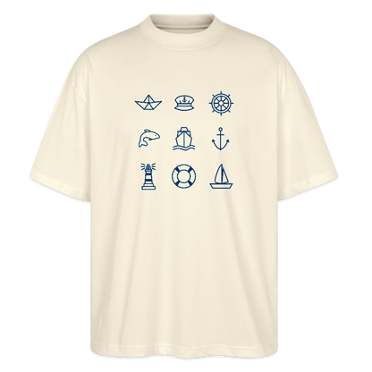 Unisex Oversize Bio-T-Shirt - Nautik Doodles - Weißgrau
