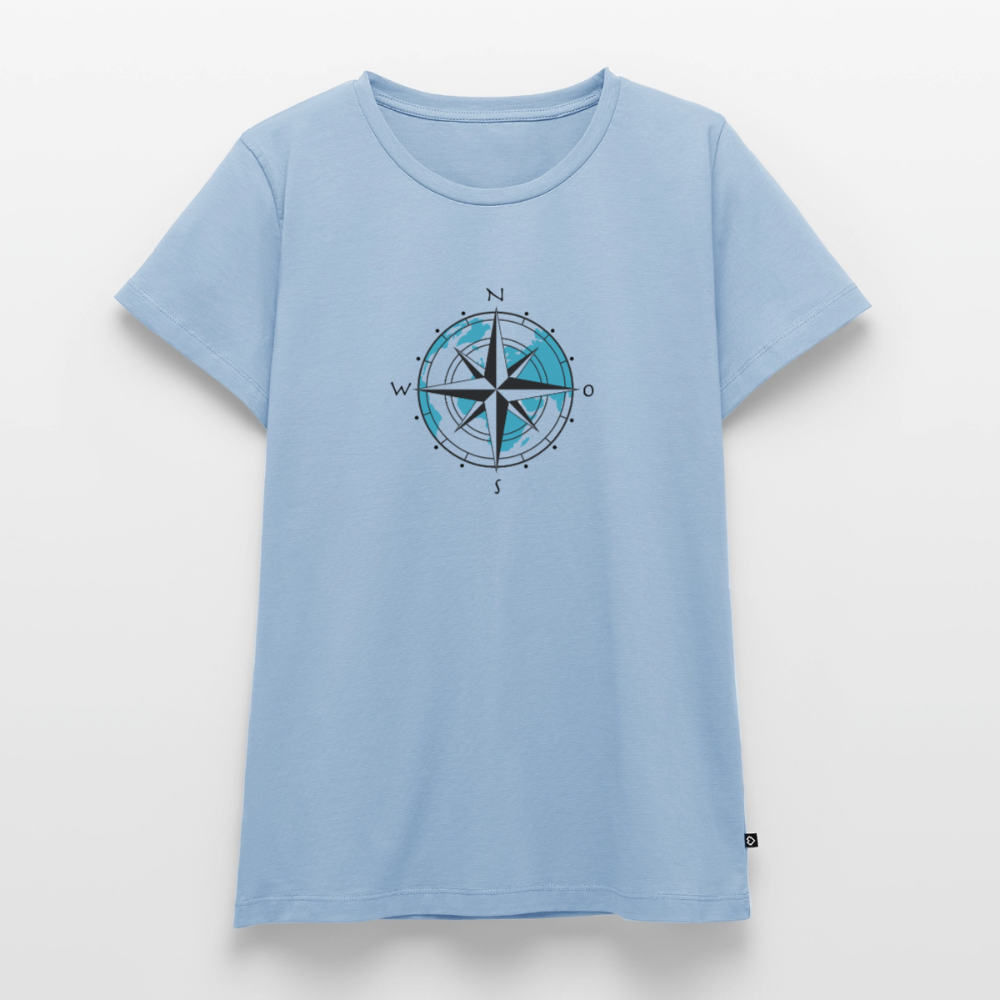 Damen Premium Bio T-Shirt - Kompass - Hellblau