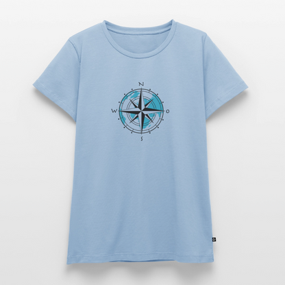 Damen Premium Bio T-Shirt - Kompass - Hellblau