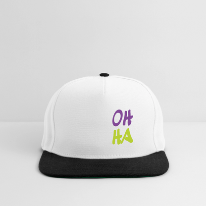 Snapback Cap - Oh ha - Weiß/Schwarz