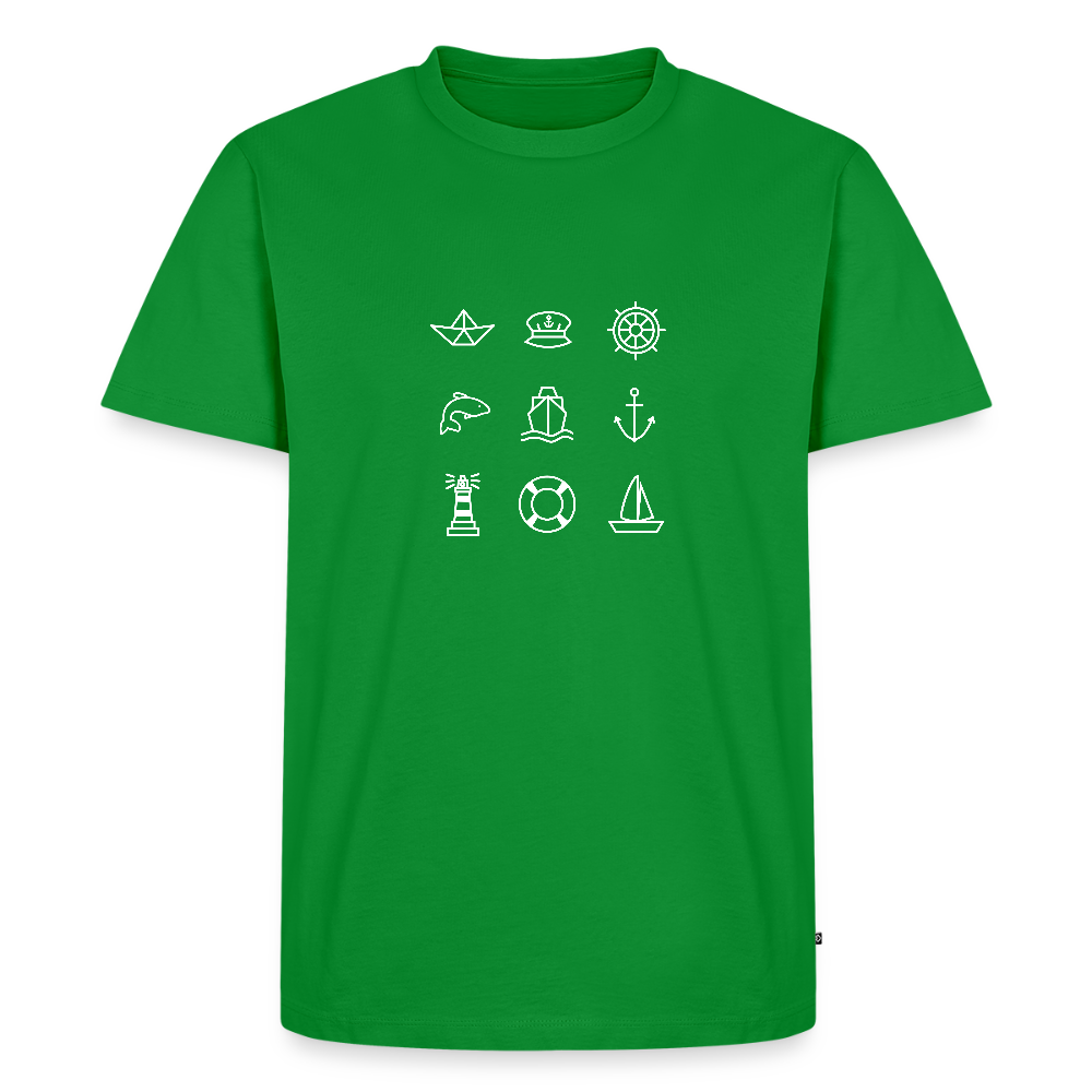 Herren Premium Bio T-Shirt - Nautik Doodles (weiss) - Grün