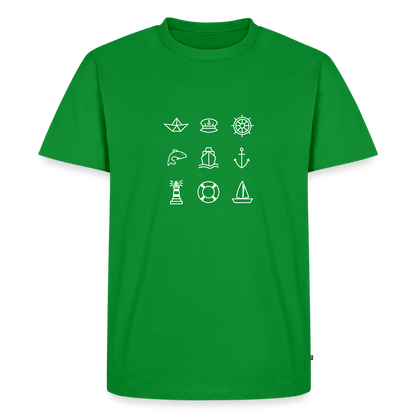 Herren Premium Bio T-Shirt - Nautik Doodles (weiss) - Grün