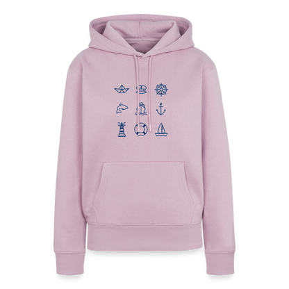 Damen Premium Hoodie - Nautik Doodles - Altrosa