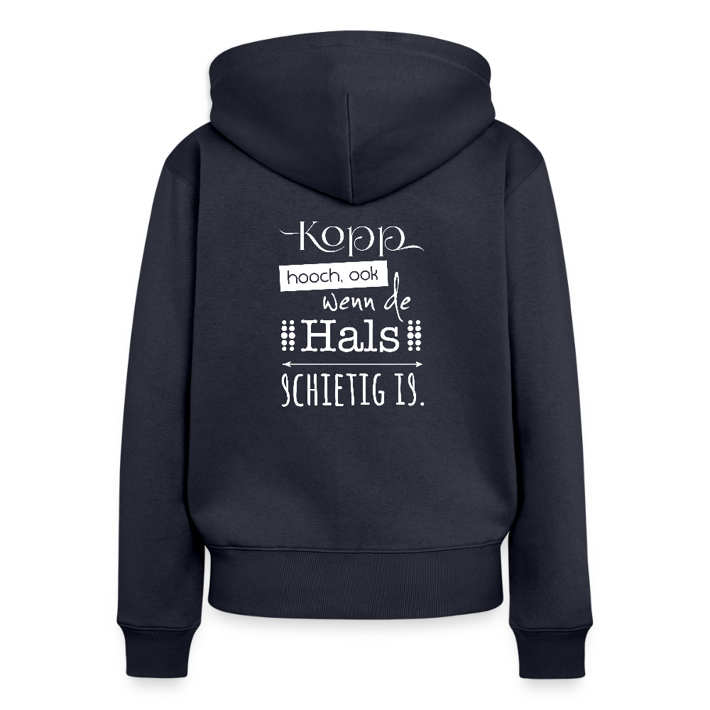 Damen Premium Kapuzenjacke - Kopp hooch (weiss) - Navy