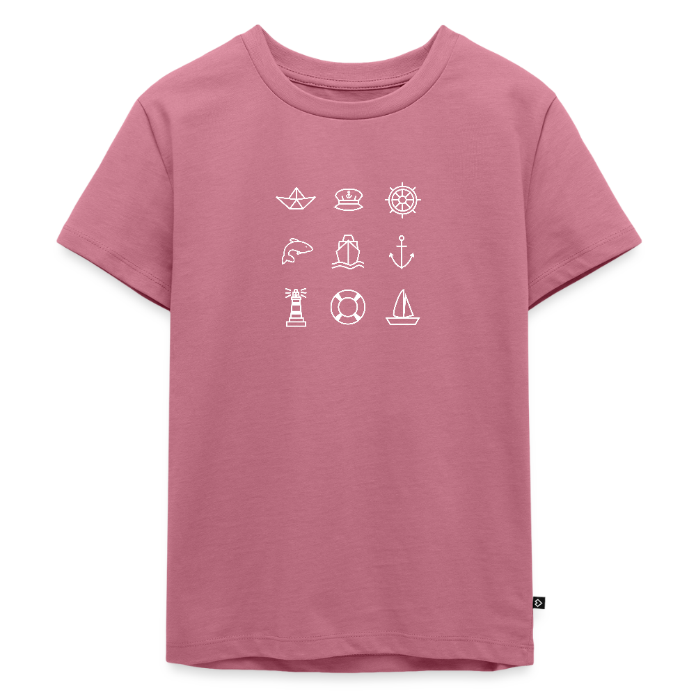 Kinder Premium T-Shirt - Nautik Doodles (weiss) - Mauve