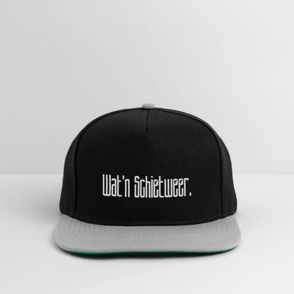 Snapback Cap - wat'n Schietweer (weiss) - Schwarz/Grau