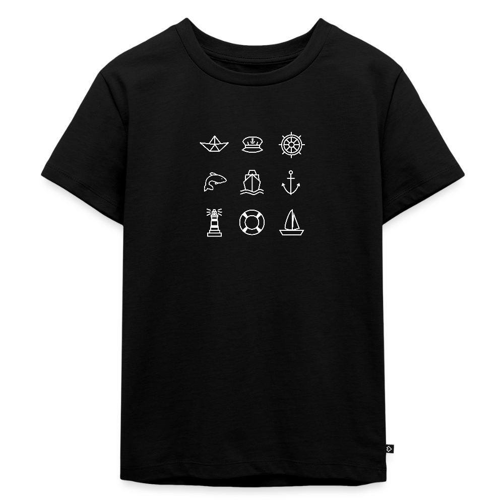 Kinder Premium T-Shirt - Nautik Doodles (weiss) - Schwarz