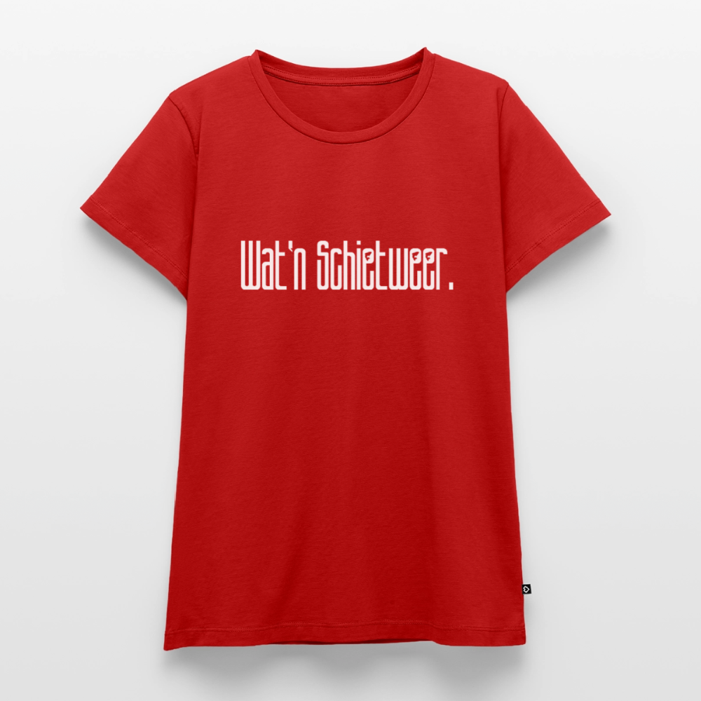 Damen Premium Bio T-Shirt - wat'n Schietweer (weiss) - Rot