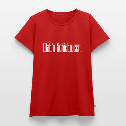 Damen Premium Bio T-Shirt - wat'n Schietweer (weiss) - Rot