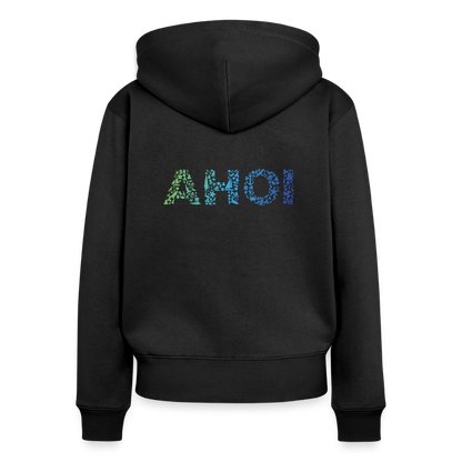 Damen Premium Kapuzenjacke - Ahoi doodles - Schwarz