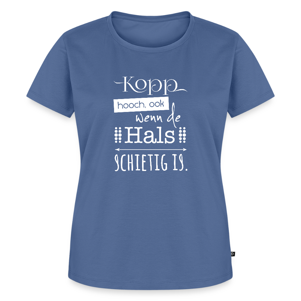 Damen Premium Bio T-Shirt - Kopp hooch (weiss) - Taubenblau
