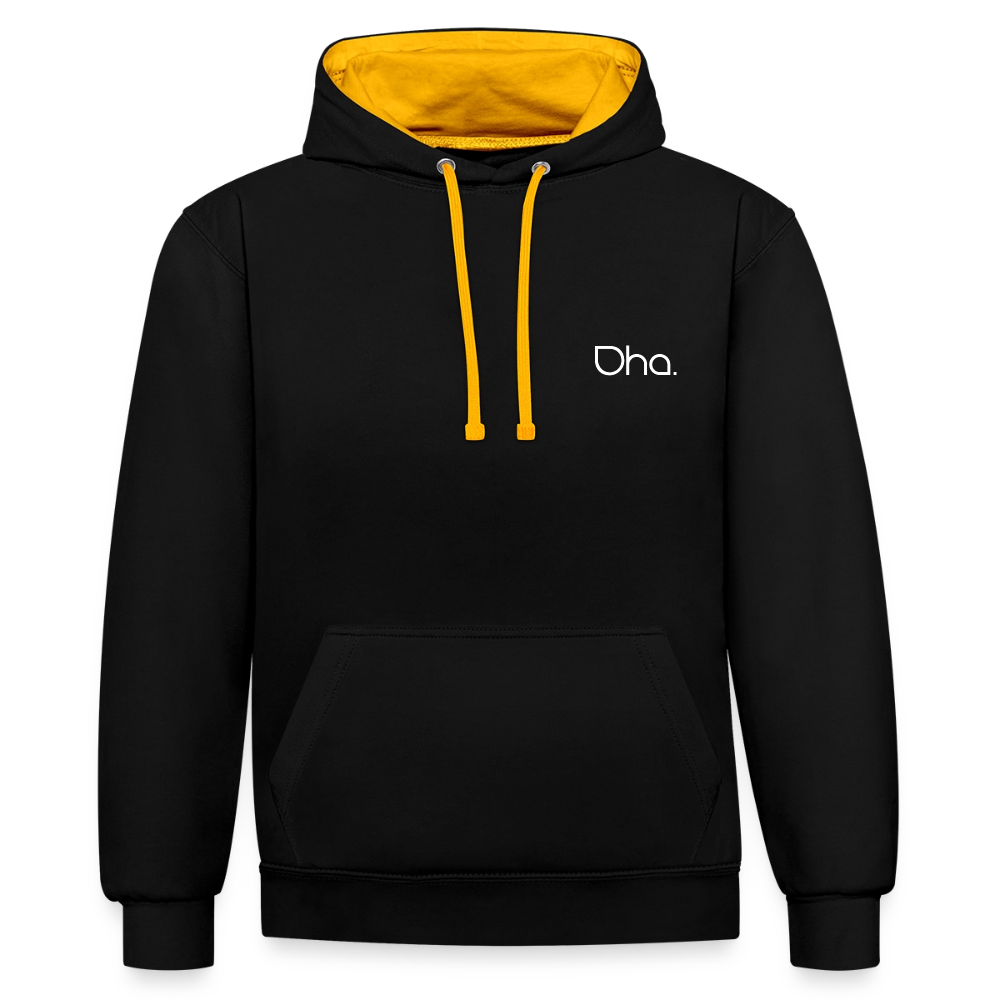 Oha (weiß) - Unisex Kontrast-Hoodie - Schwarz/Gold