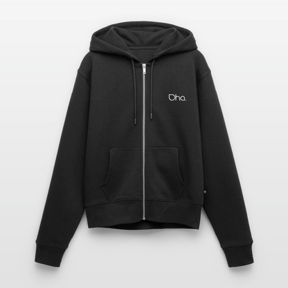 Oha (weiß) - Damen Premium Kapuzenjacke - Schwarz
