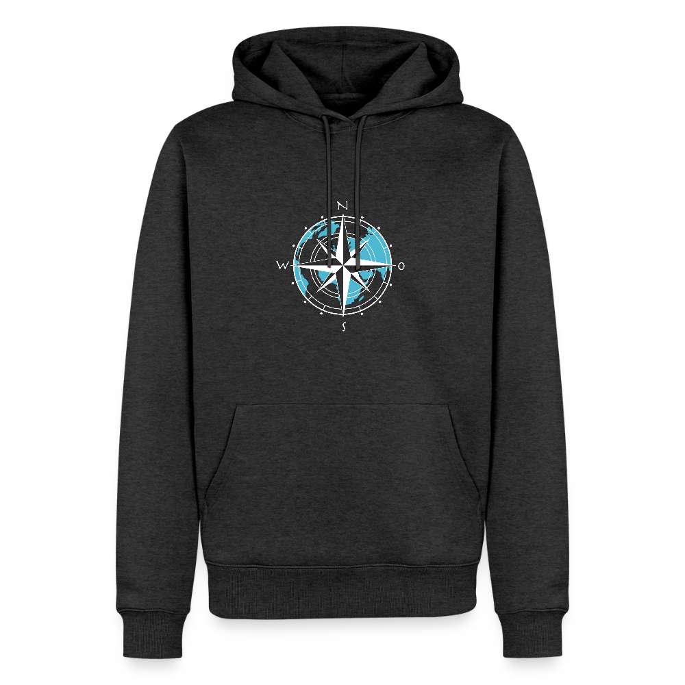 Herren Premium Hoodie - Kompass (weiss) - Anthrazit meliert