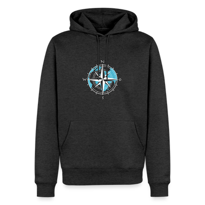 Herren Premium Hoodie - Kompass (weiss) - Anthrazit meliert