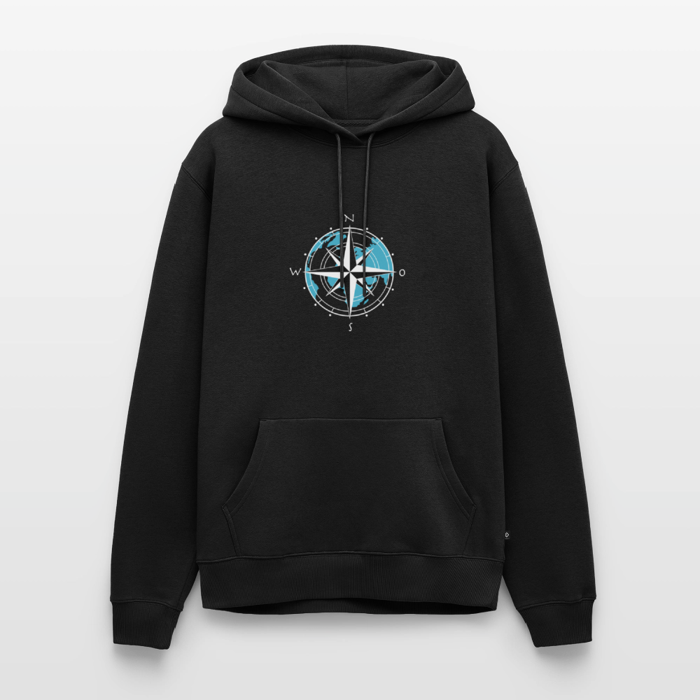 Herren Premium Hoodie - Kompass (weiss) - Schwarz