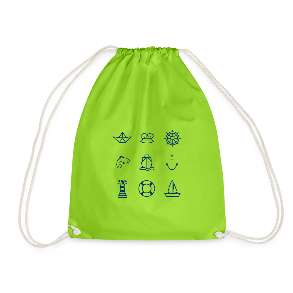 Turnbeutel - Nautik Doodles - Neongrün