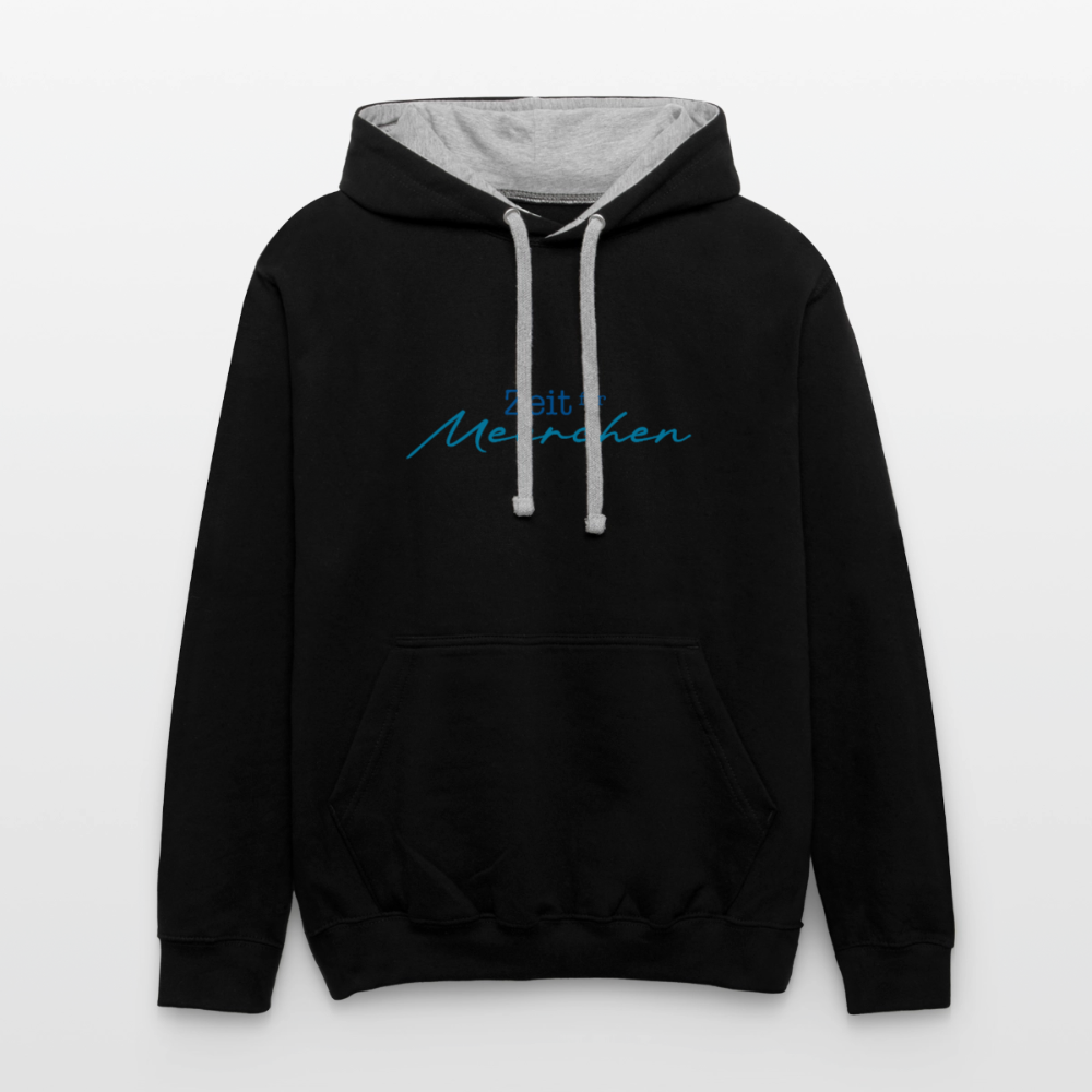 Unisex Kontrast-Hoodie - Zeit für Meerchen - Schwarz/Grau meliert