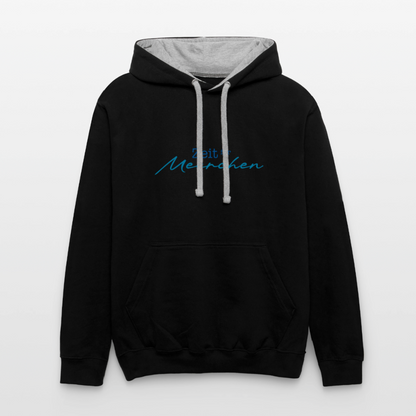 Unisex Kontrast-Hoodie - Zeit für Meerchen - Schwarz/Grau meliert
